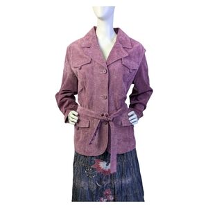 NWT Amethyst Purple Suede Belted Plus Sized Safari Jacket | Size 1X